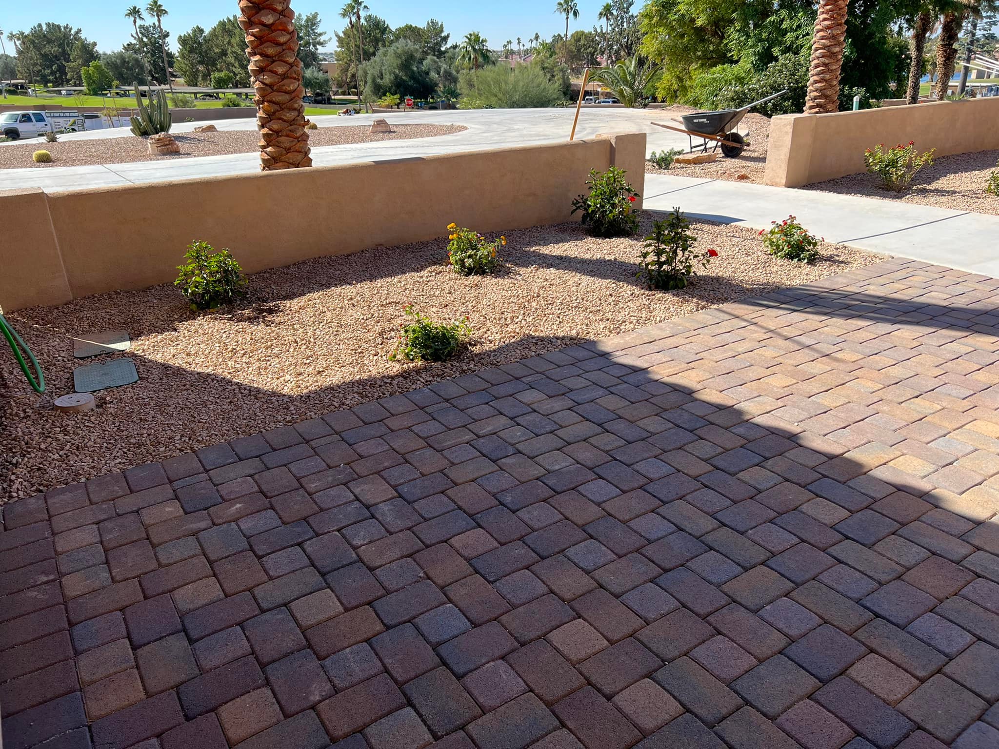 Large heat-wise paver patio