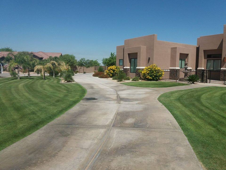 Large residential concrete driveway